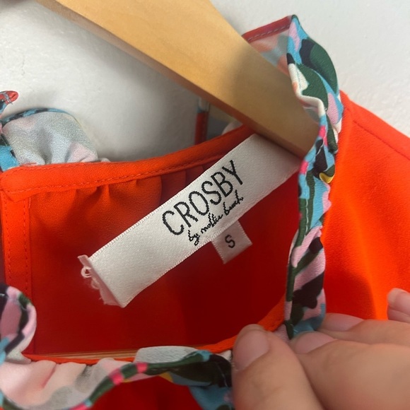Crosby by Mollie Burch Blakely colorful bright orange tiered ruffle blouse small - Picture 4 of 10
